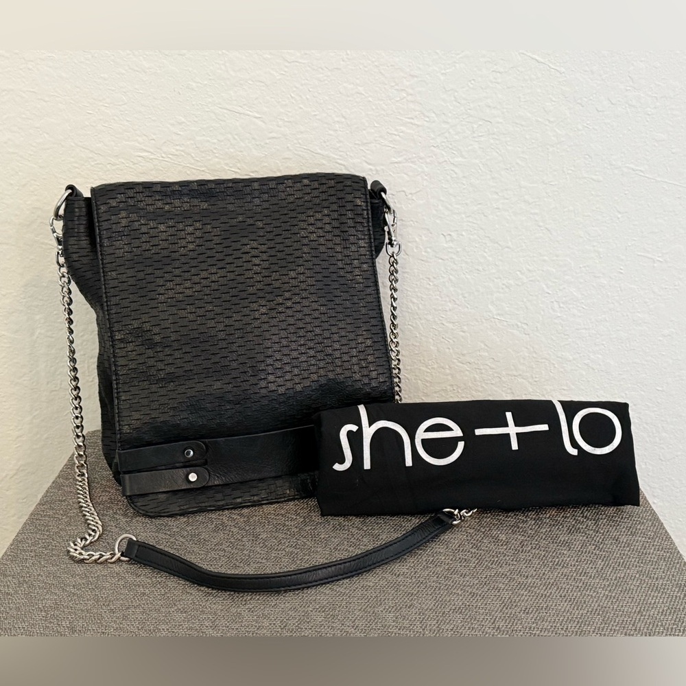 She + Lo Black Leather Crossbody